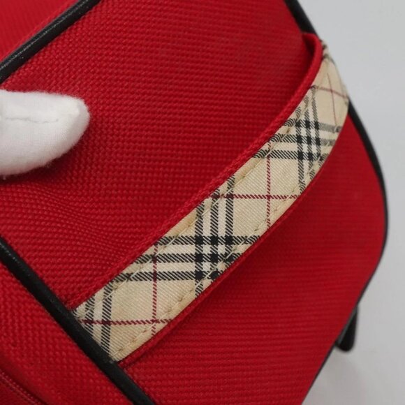 BURBERRY Vanity Cosmetic Pouch Canvas Red Auth ti2868 - Picture 7 of 16